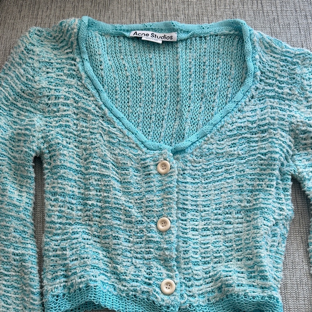 Acne Women's Turquoise Knit Cardigan